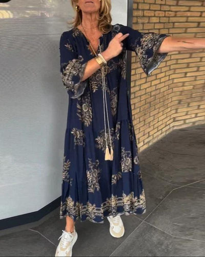 ANNE | Vintage Loose V-Neck Dress