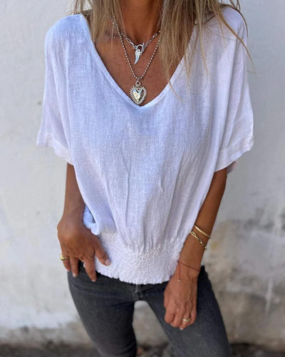 BOMIA | Comfortable V-Neck T-Shirt with Waist Detail