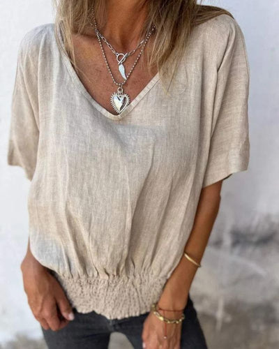 BOMIA | Comfortable V-Neck T-Shirt with Waist Detail