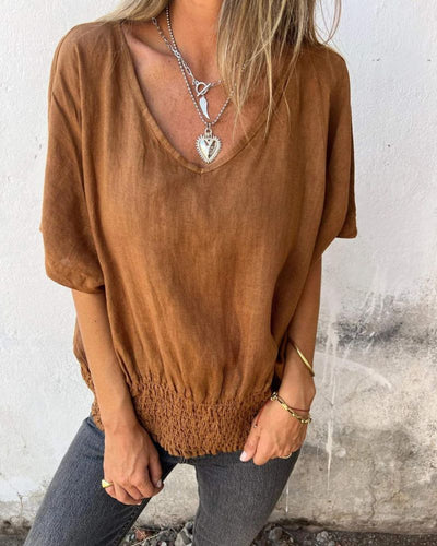 BOMIA | Comfortable V-Neck T-Shirt with Waist Detail