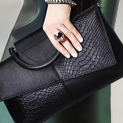 Cassandra | Opulent Crocodile-Patterned Handbag
