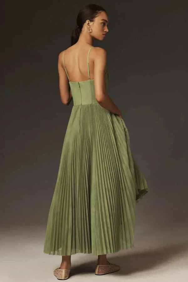 Claire | Elegant Pleated Tulle Dress with Asymmetric Draping