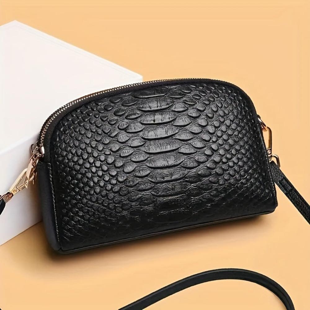 Cora | Chic Faux Leather Mini Crossbody Bag with Crocodile Texture