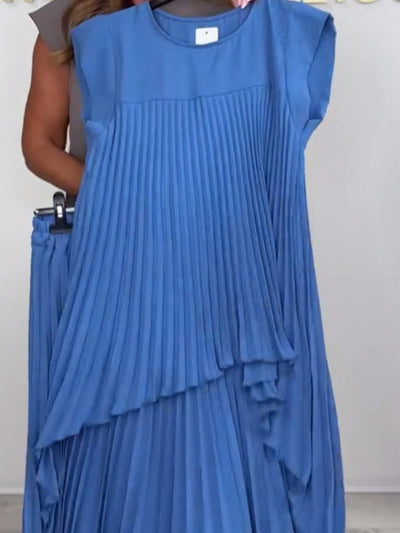 Denisse | Elegant Midi Top and Wide Leg Pants Set