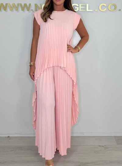 Denisse | Elegant Midi Top and Wide Leg Pants Set