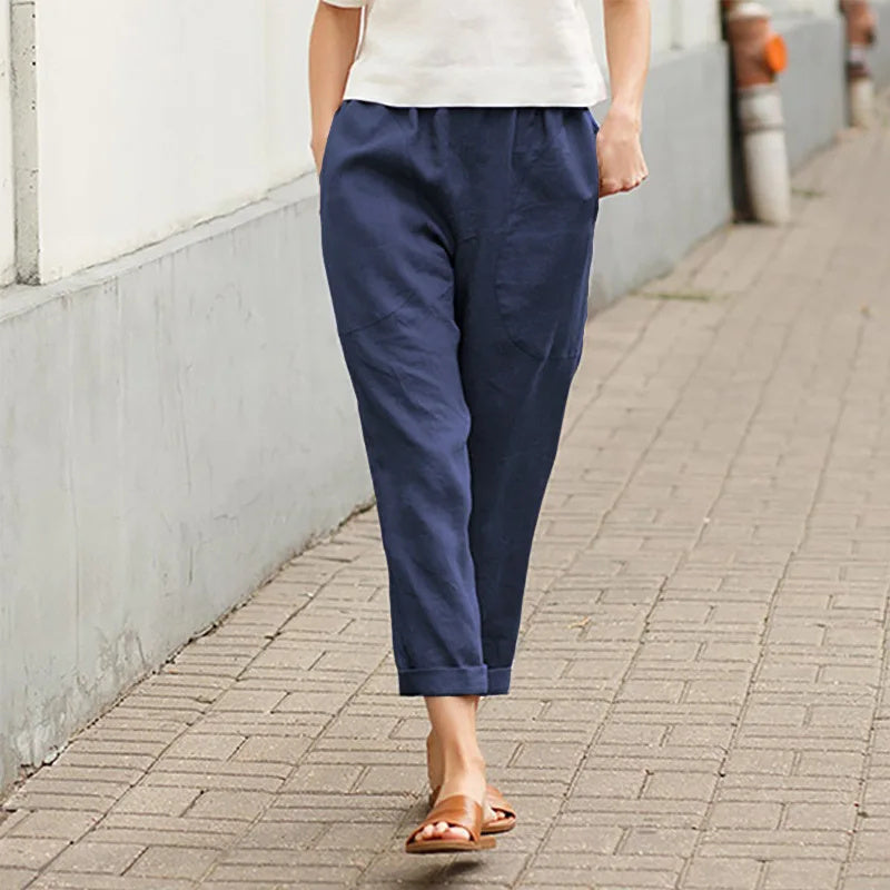 Esryn | Comfortable Elastic Waist Cotton Pants