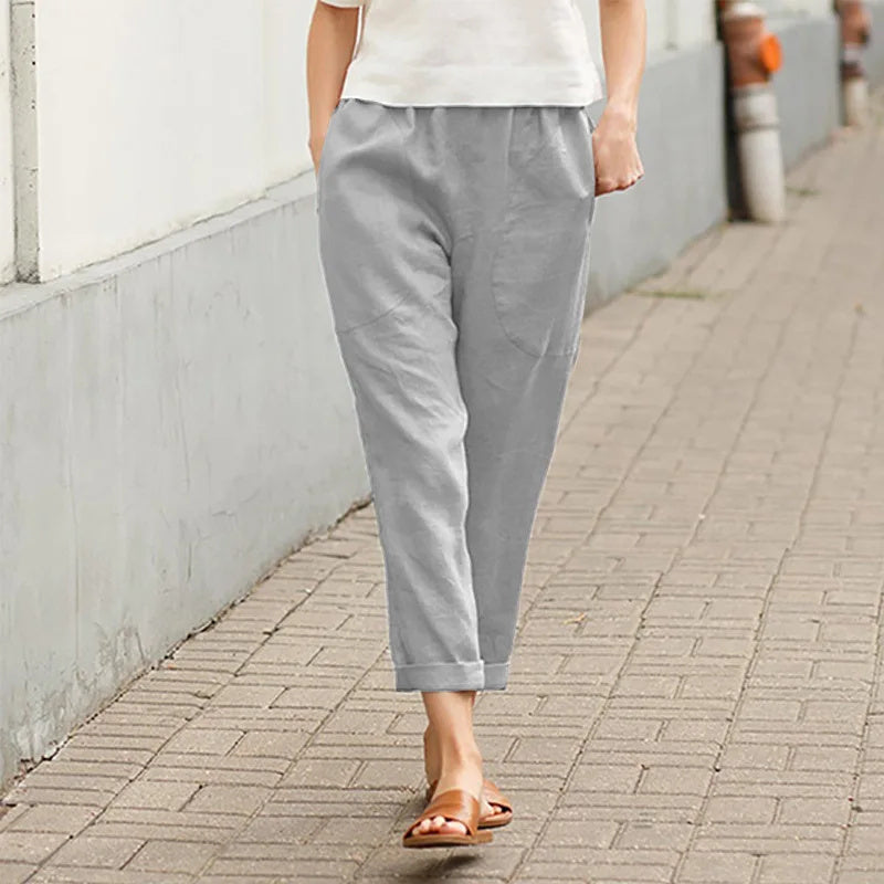Esryn | Comfortable Elastic Waist Cotton Pants