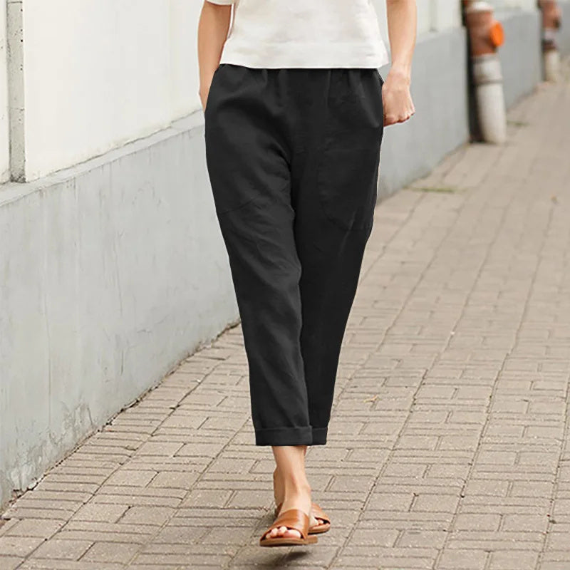 Esryn | Comfortable Elastic Waist Cotton Pants