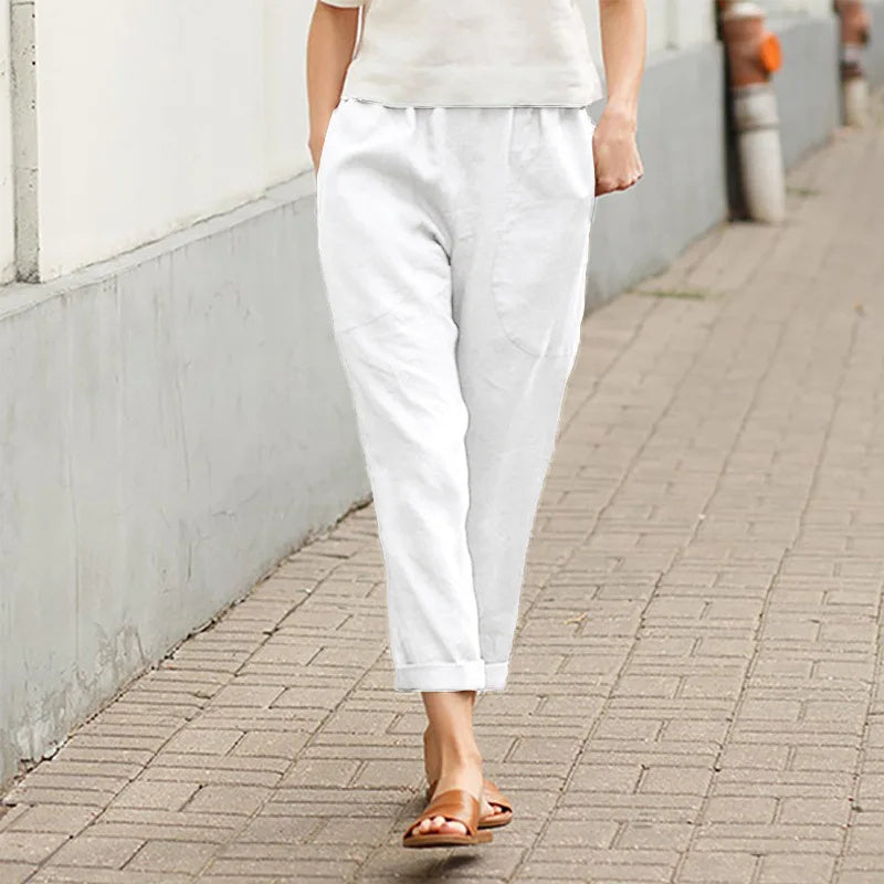 Esryn | Comfortable Elastic Waist Cotton Pants