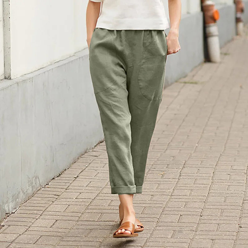 Esryn | Comfortable Elastic Waist Cotton Pants