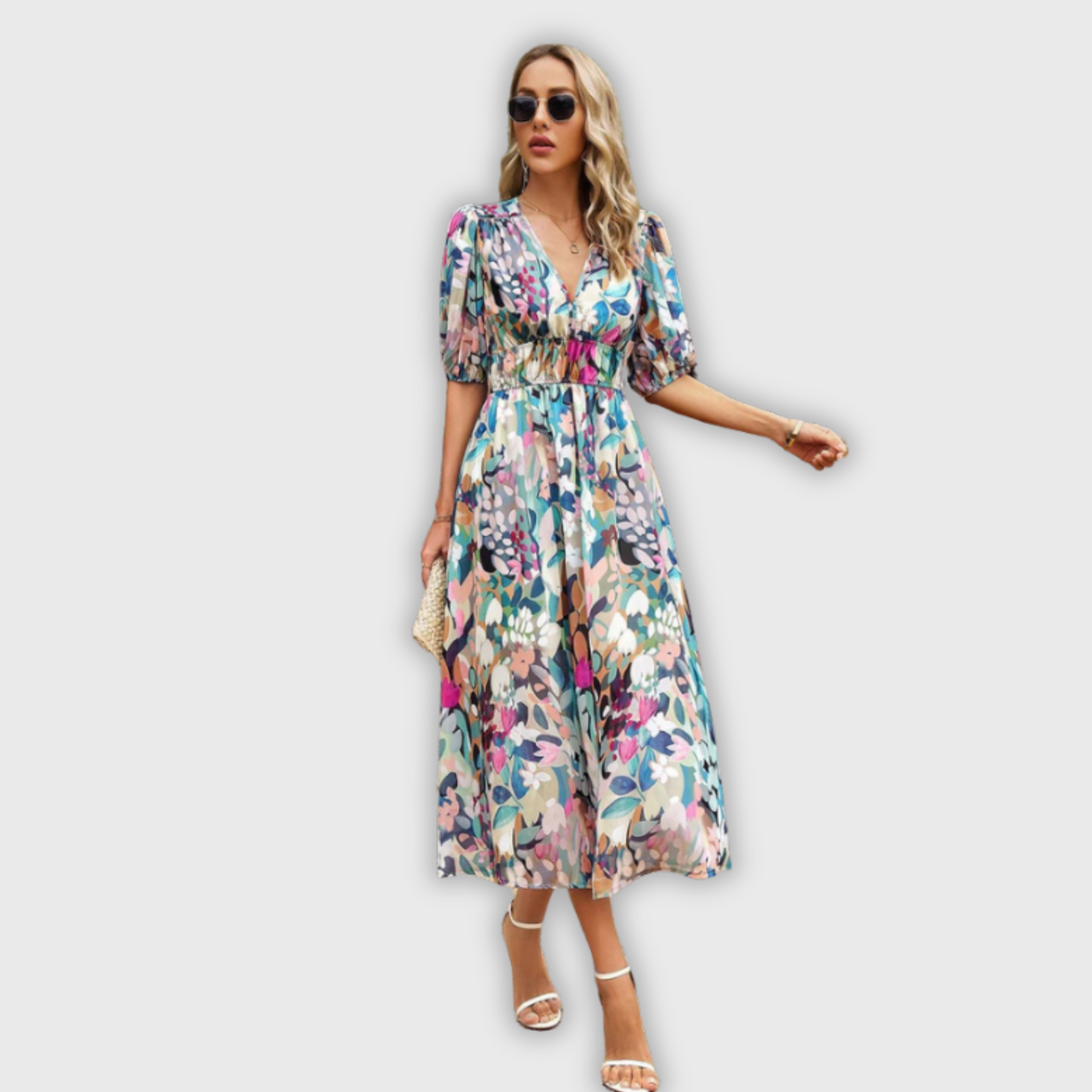 Estella | Elegant Floral Midi Dress