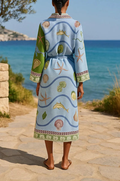 Jennifer | Elegant Belted Printed Midi Shirt Dress
