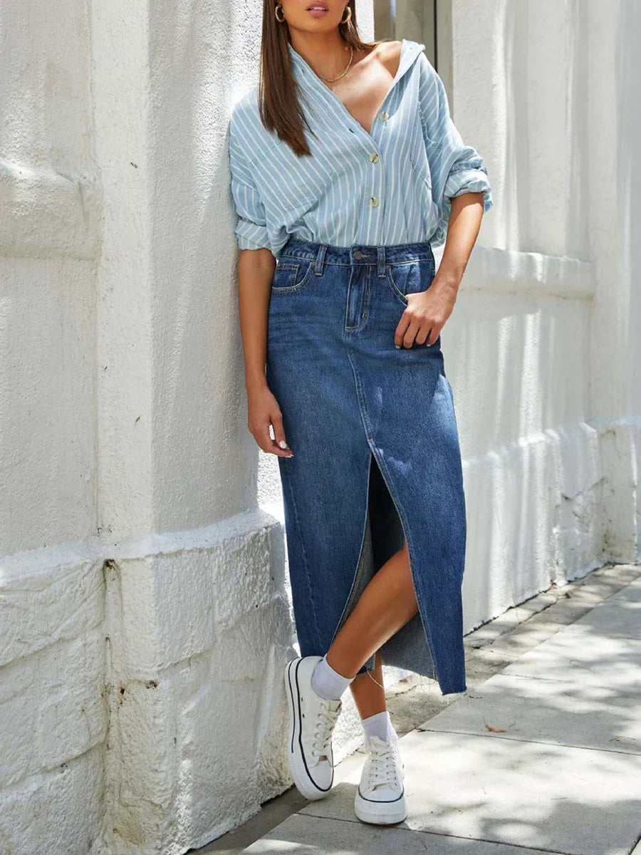 Luna | Chic Denim Skirt with Side Slit
