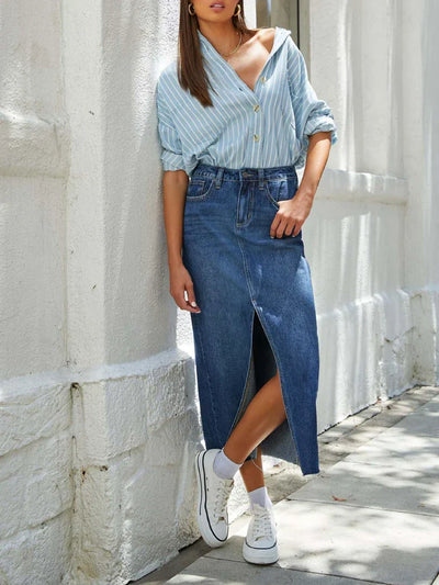 Luna | Chic Denim Skirt with Side Slit