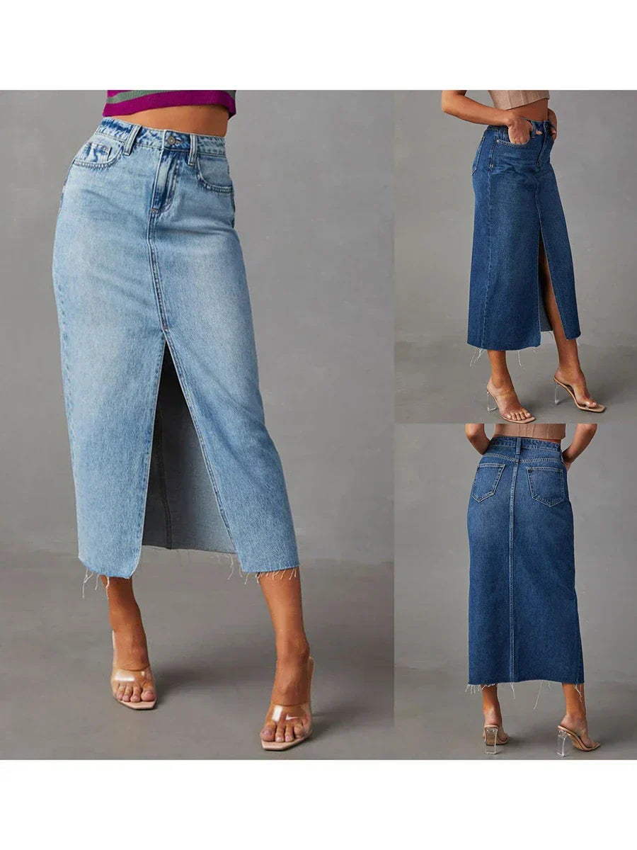 Luna | Chic Denim Skirt with Side Slit