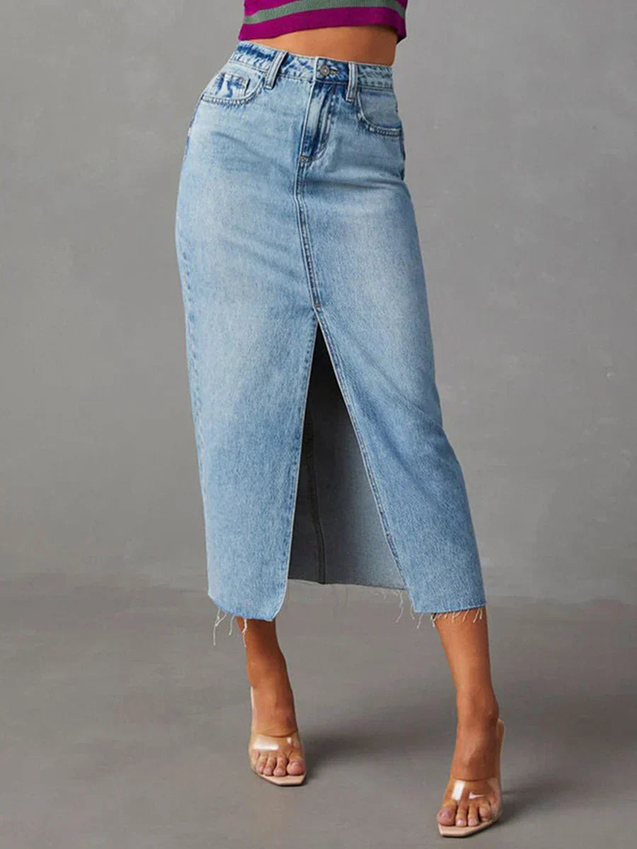 Luna | Chic Denim Skirt with Side Slit