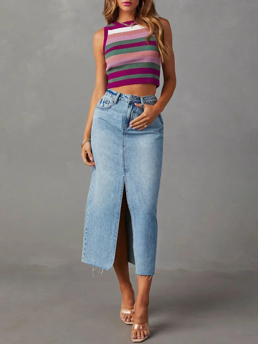 Luna | Chic Denim Skirt with Side Slit