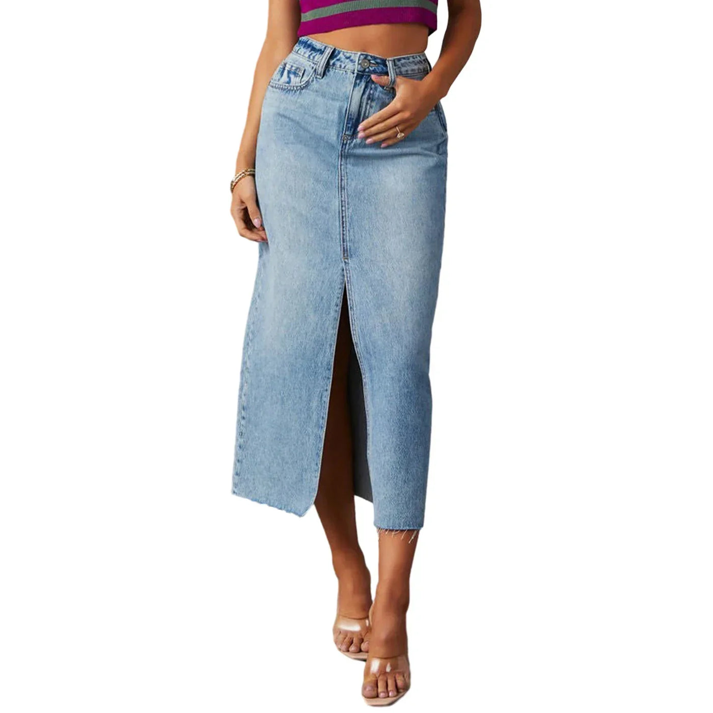 Luna | Chic Denim Skirt with Side Slit
