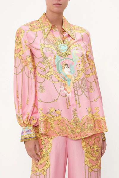 Mermaid Motel | Unique Print Long Sleeve Casual Shirt & Elastic Waist Pants Set