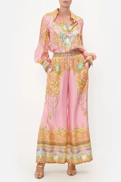 Mermaid Motel | Unique Print Long Sleeve Casual Shirt & Elastic Waist Pants Set
