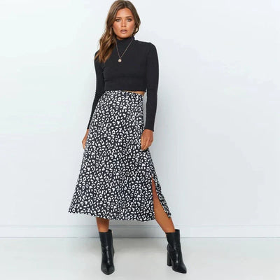 Mira | Chic Printed Midi Skirt with Slit
