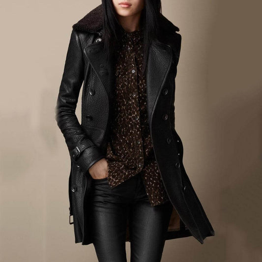 Seraphina | Opulent Leather Trench Coat