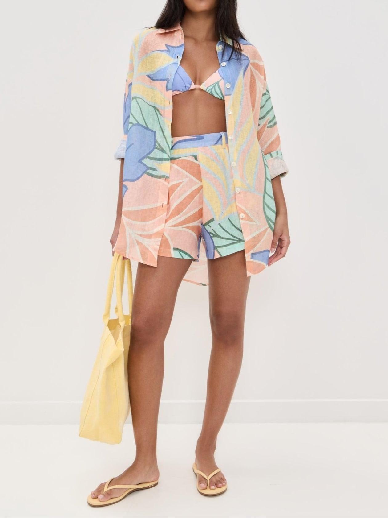 Playa Boyfriend | Tropical Leaf Printed Short Set