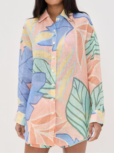 Playa Boyfriend | Tropical Leaf Printed Short Set