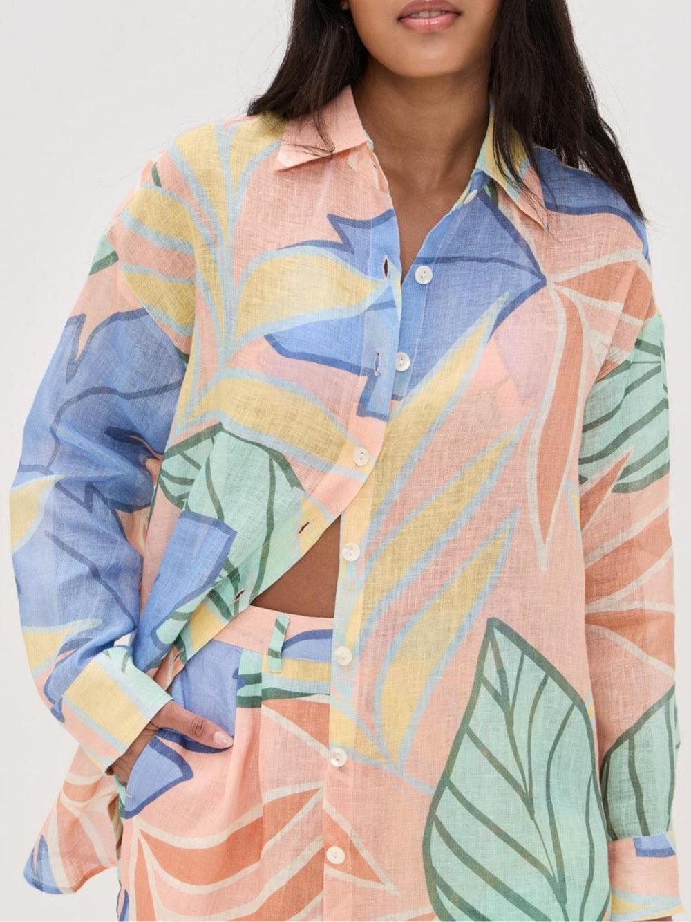Playa Boyfriend | Tropical Leaf Printed Short Set