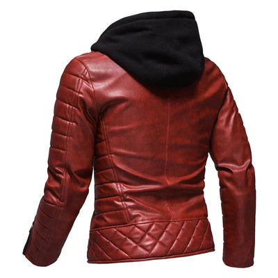 Raphael | Faux Leather Hoodie Motorcycle Jacket