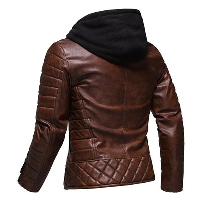 Raphael | Faux Leather Hoodie Motorcycle Jacket