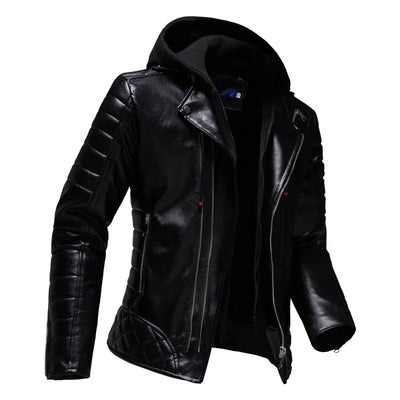 Raphael | Faux Leather Hoodie Motorcycle Jacket