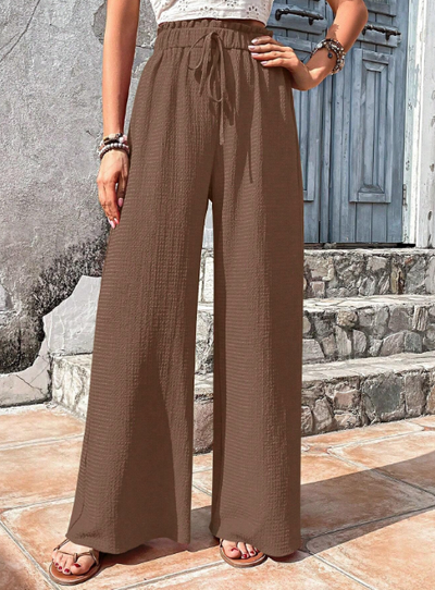 Rhalia | Casual Solid Wide Leg Trousers