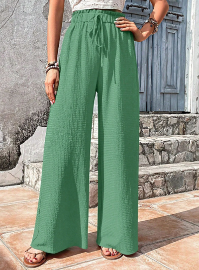 Rhalia | Casual Solid Wide Leg Trousers