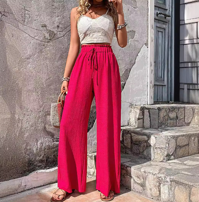 Rhalia | Casual Solid Wide Leg Trousers