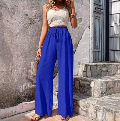 Rhalia | Casual Solid Wide Leg Trousers