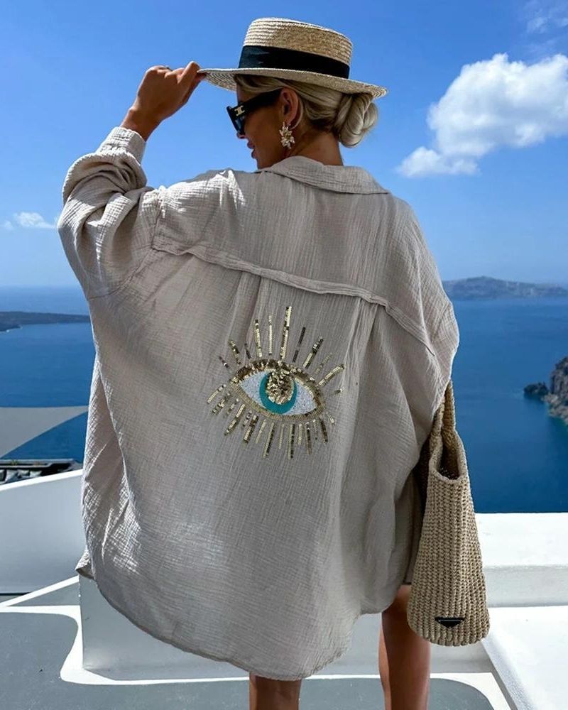 SORAYA | Casual Sequin Beaded Shirt
