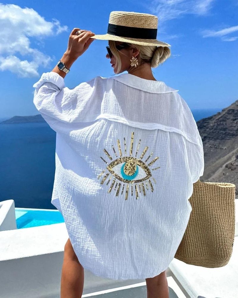 SORAYA | Casual Sequin Beaded Shirt
