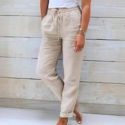Serelis | Elastic Waist Cotton Linen Trousers