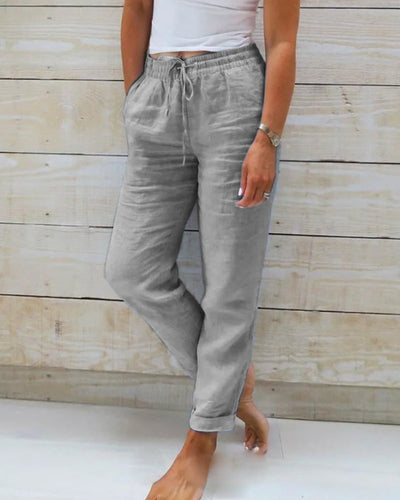 Serelis | Elastic Waist Cotton Linen Trousers