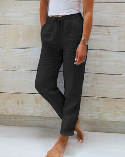 Serelis | Elastic Waist Cotton Linen Trousers
