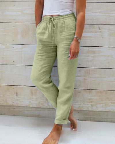 Serelis | Elastic Waist Cotton Linen Trousers