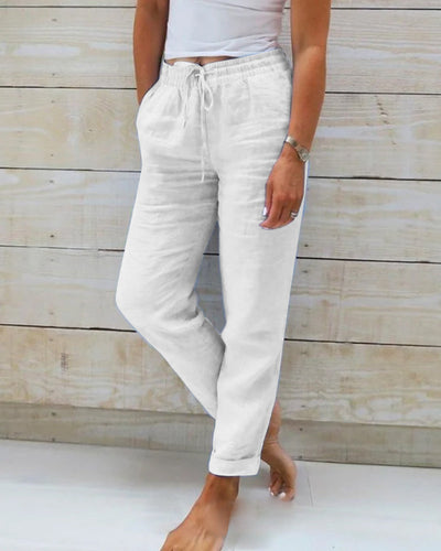 Serelis | Elastic Waist Cotton Linen Trousers