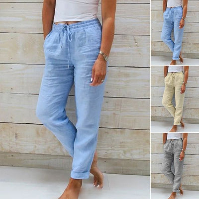 Serelis | Elastic Waist Cotton Linen Trousers