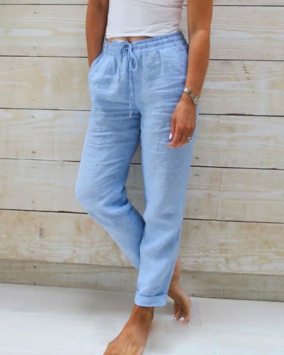 Serelis | Elastic Waist Cotton Linen Trousers