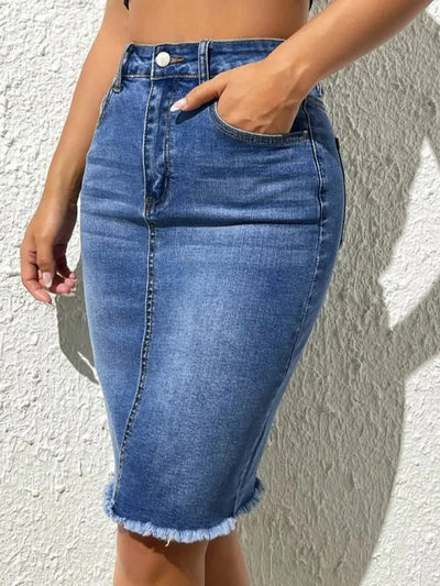 Tessa | Chic Casual Midi Denim Skirt