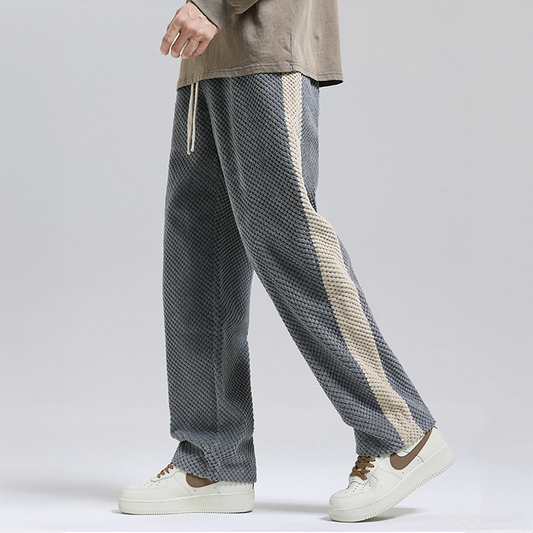 Cord Jogging Pants with Waffle Pattern